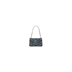 YSL PUFFER SMALL IN SUEDE AND DENIM