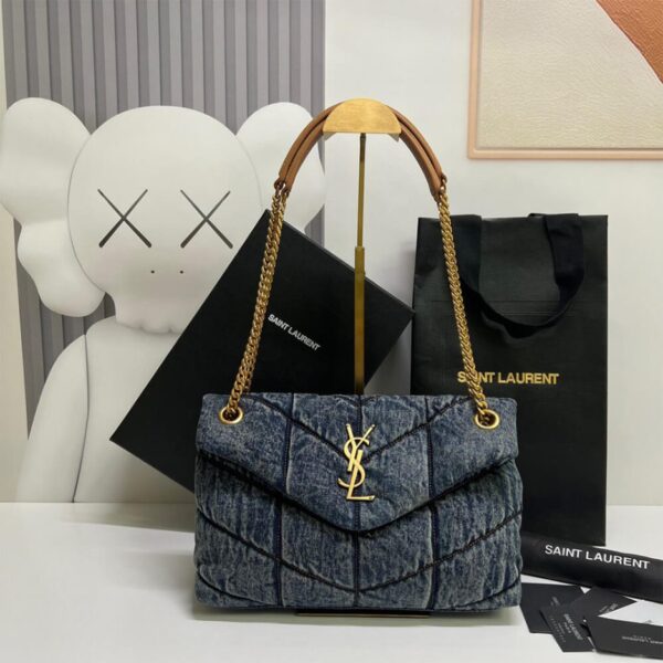 YSL PUFFER SMALL IN SUEDE AND DENIM - 图片 2