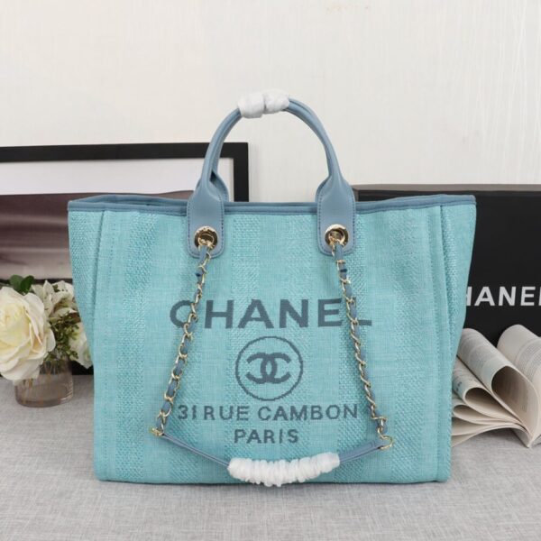 CHANEL Woven Straw Raffia Striped Medium Deauville Tote - 图片 2