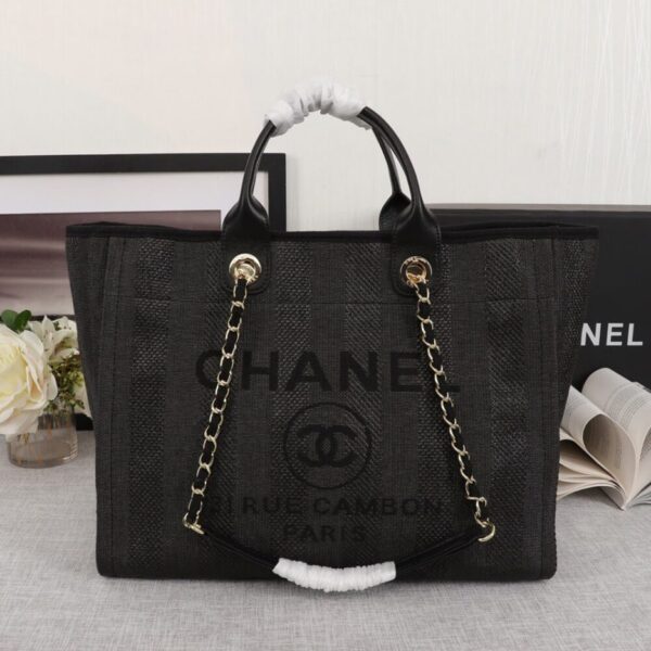 CHANEL Woven Straw Raffia Striped Medium Deauville Tote - 图片 2