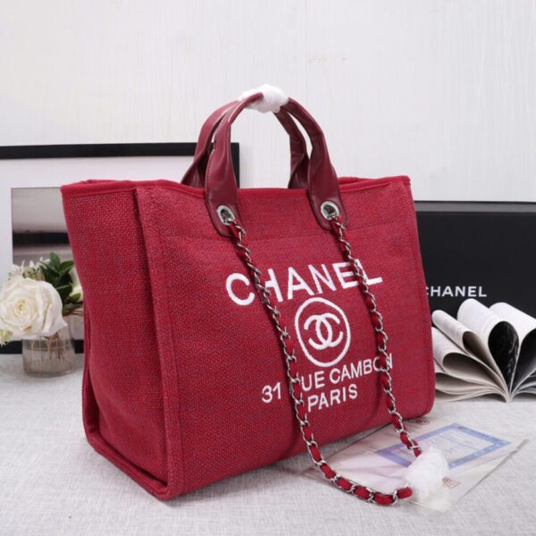 CHANEL Woven Straw Raffia Striped Medium Deauville Tote - 图片 3
