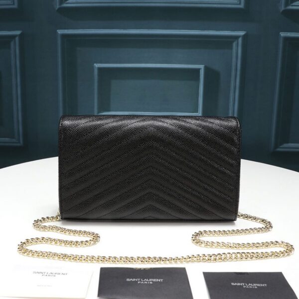 Saint Laurent Chain-strap YSL-plaque grained-leather wallet - 图片 3