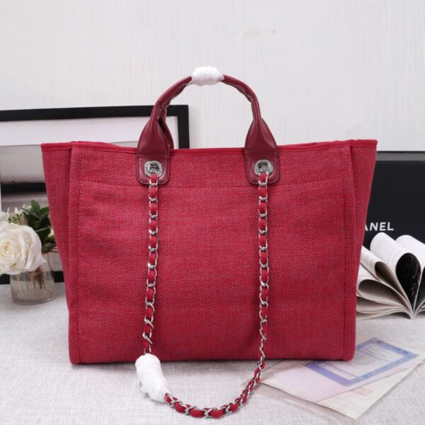CHANEL Woven Straw Raffia Striped Medium Deauville Tote - 图片 4