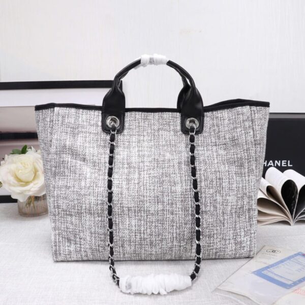 CHANEL Woven Straw Raffia Striped Medium Deauville Tote - 图片 4