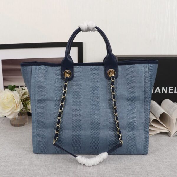CHANEL Woven Straw Raffia Striped Medium Deauville Tote - 图片 4