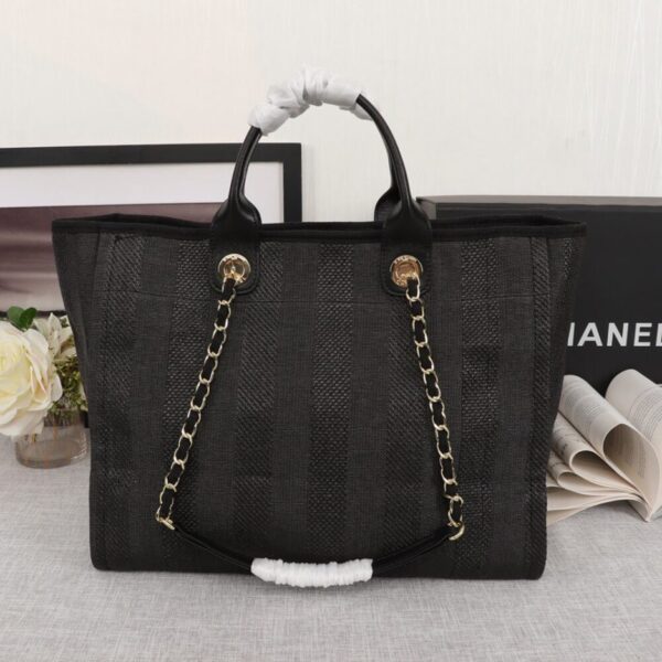 CHANEL Woven Straw Raffia Striped Medium Deauville Tote - 图片 4