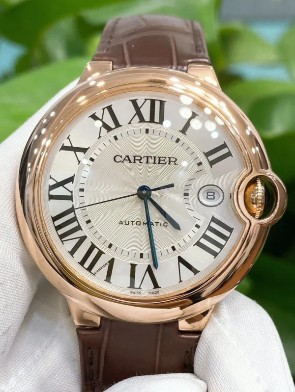 BALLON BLEU DE CARTIER WATCH 40 mm, automatic movement, 18K Rose gold, leather - 图片 5