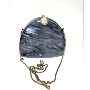 1980’s Grey Marbled Plastic Lucite Chain Purse