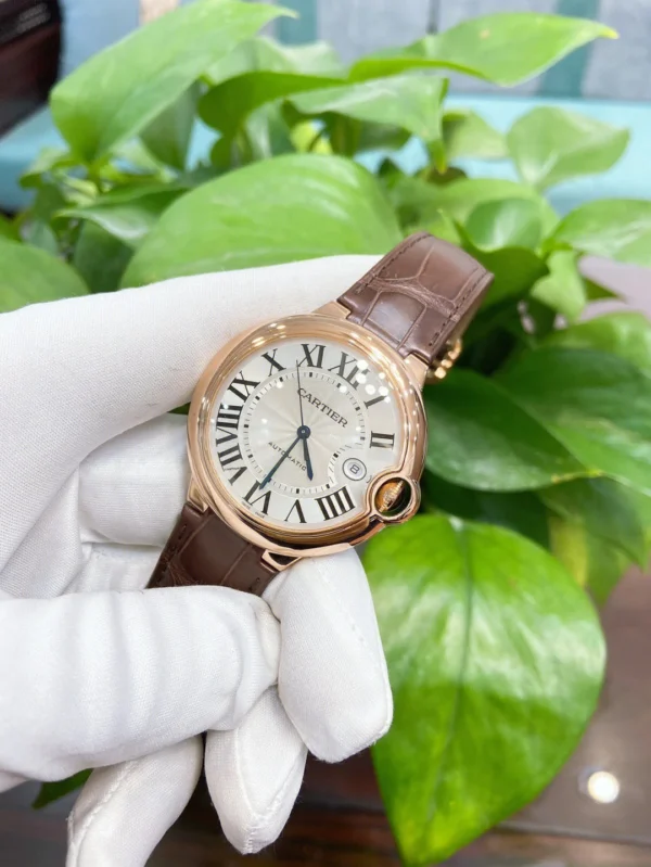 BALLON BLEU DE CARTIER WATCH 40 mm, automatic movement, 18K Rose gold, leather - 图片 6